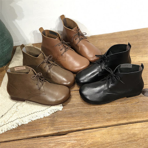 Title 2, Artistic Handmade Leather Short Boots for Women...