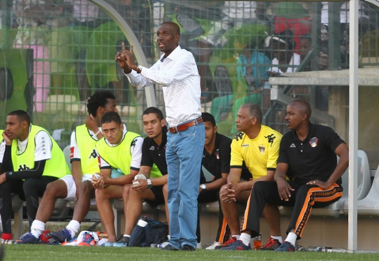 Chippa United coach Roger Sikhakhane during the Absa Premiership match between Chippa United and Bidvest Wits at Athlone Stadium on September 16, 2012 in Cape Town.