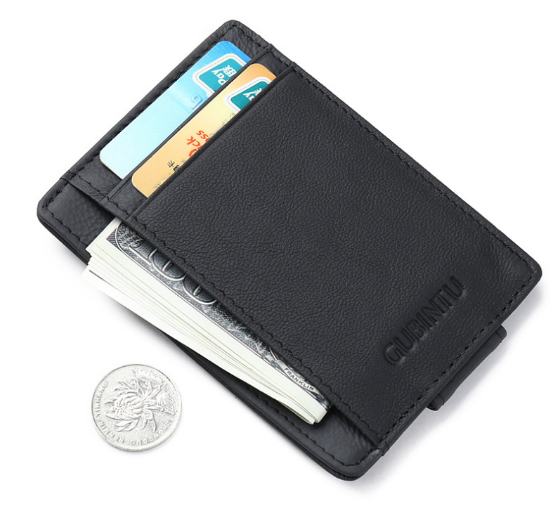 Heren leren portemonnee met magnetische geldclip, dunne RFID creditcardhouder voor bescherming tegen diefstal.