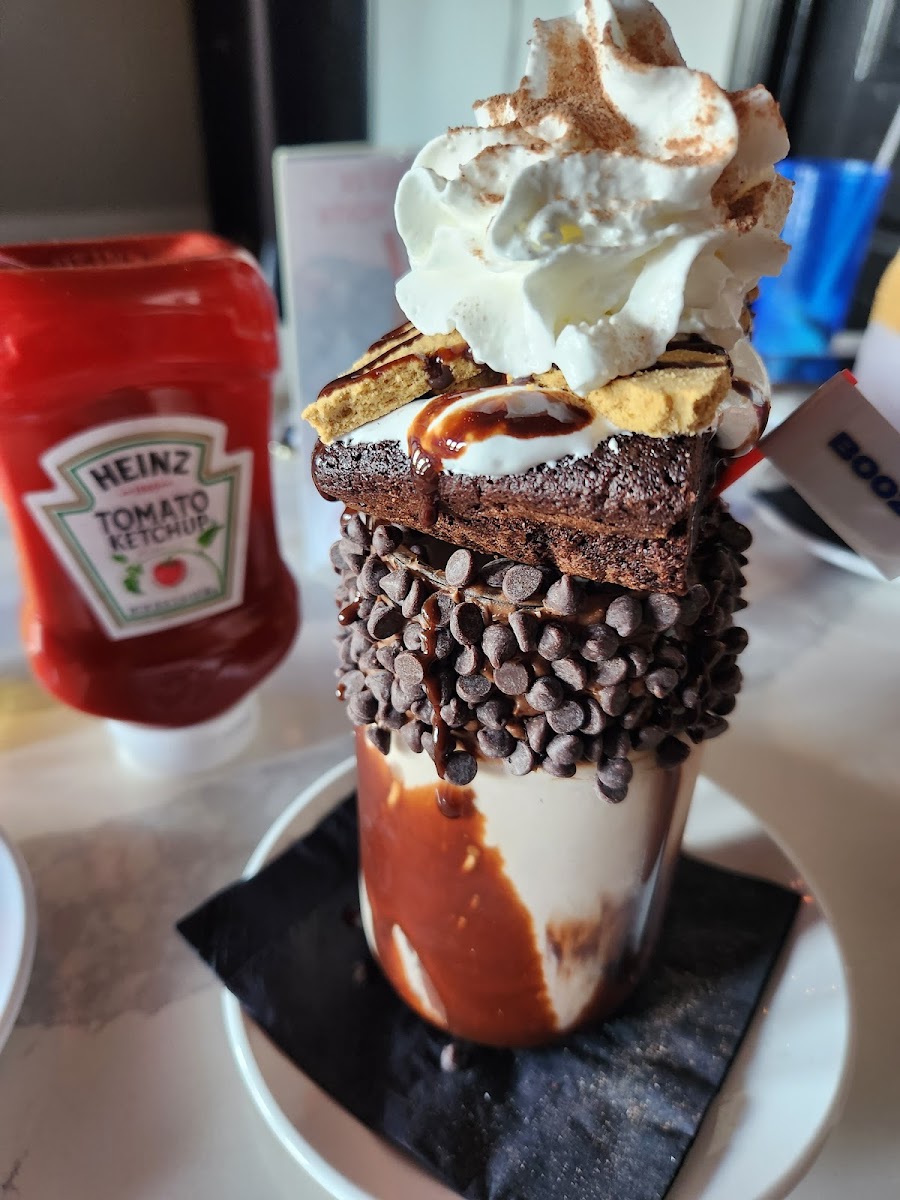 S'mores brownie sundae with whipped cream vodka