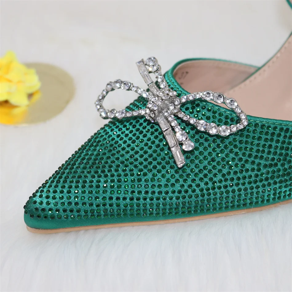 Ladies Bow Silver Buckle Design Pointed High Heels and Matching Bags, a stylish and elegant set for any special occasion