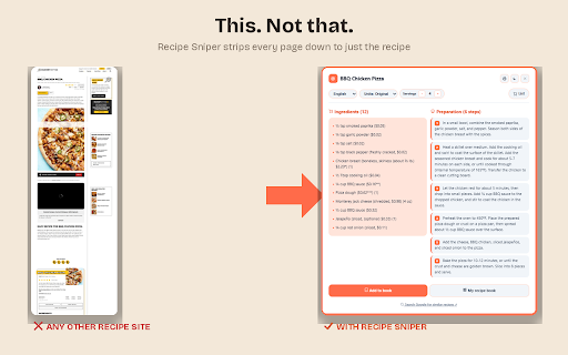 Recipe Sniper — Extract Recipes From Any Website screenshot 1