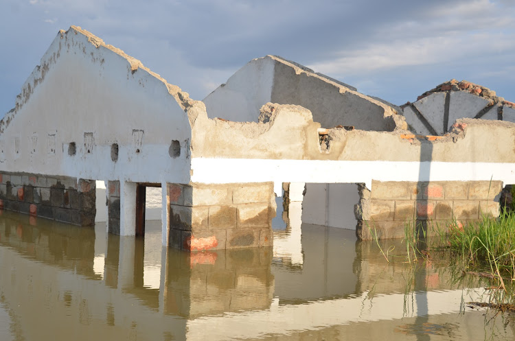 Submerged house in Loruk near flooded Lake Baringo on Tuesday.