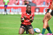 Sanele Nohamba celebrates scoring the Lions' first try against the Sharks last Saturday. The Lions are the fourth-highest try scorers in the URC.