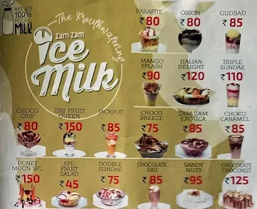 Zamzam Ice Milk menu 