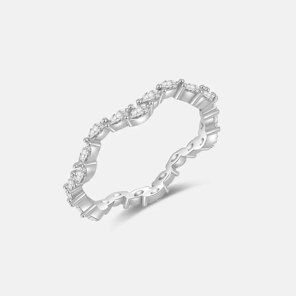 Anillo de moda para mujer con incrustaciones plateadas de onda Un accesorio elegante que realza tu estilo diario con diseño único y brillo sutil.