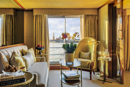 Spread out in a spacious grand suite during your voyage through northern Italy on S.S. La Venezia. 