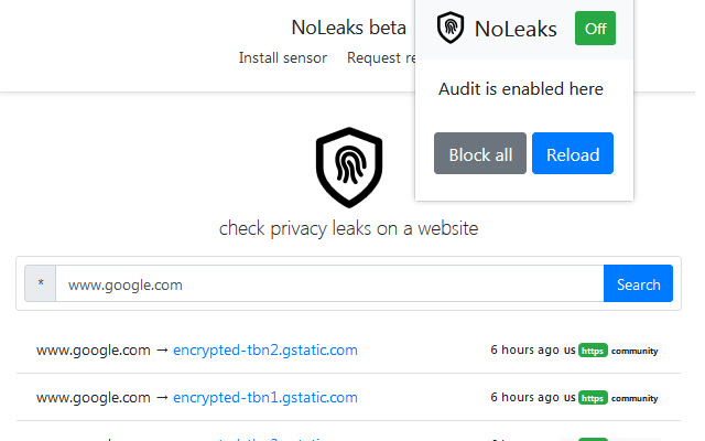 NoLeaks chrome extension