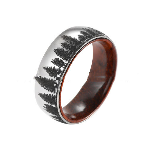 Title 5, Outdoor Pattern Minimalist Titanium Ring, a dur...