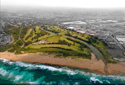 An aerial view of Amanzimtoti Golf Club, where a malfunctioning municipality pump station is causing sewage to spill onto the golf course.