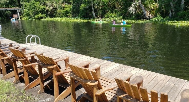 Chairs by lake