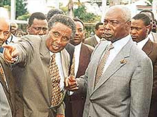 President Daniel Moi and Minister for Local Government William ole Ntimama at a past function