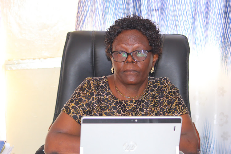 St. Mary's High school chief principal Esther Amukwach addressing the press in her office on June,28,2023.