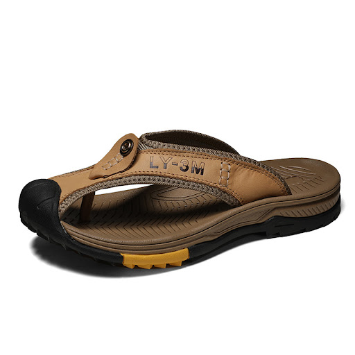 Title 11, Mens Casual Leather Slippers Summer Beach Shoe...