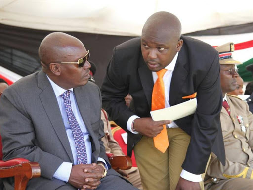 Kangethe Nungari, (Right) with him governor William Kabogo during a past function in the county.