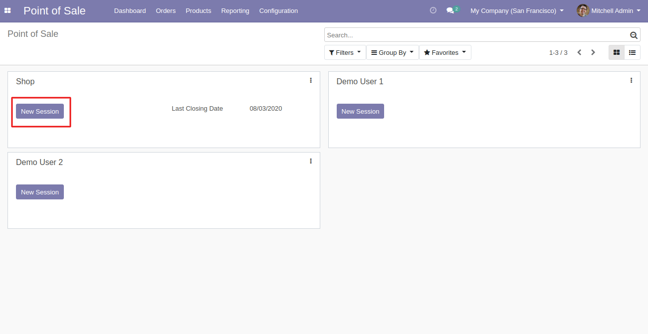 Lunch a POS session to use the Odoo POS Order margin Module.