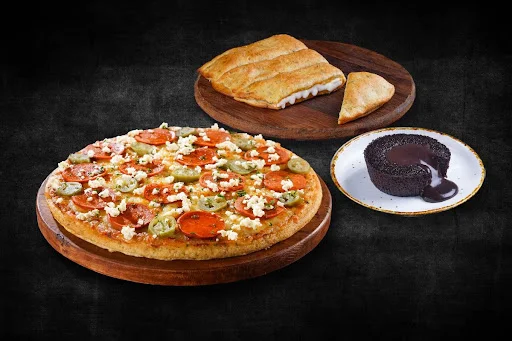 1 Non-Veg Medium Pizza + Free Garlic Bread & Choco Lava (Save Rs 258)