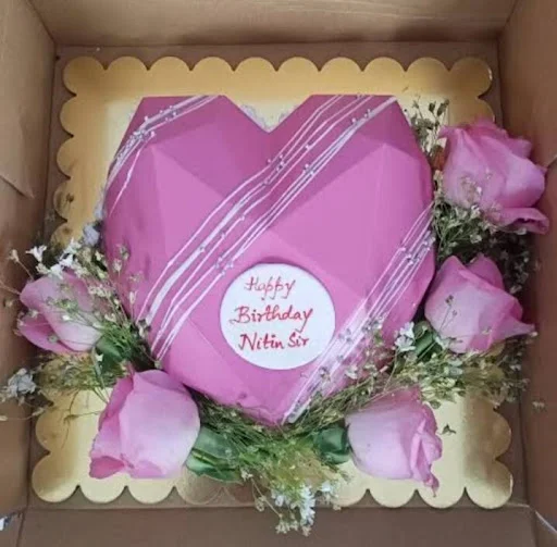 Strawberry Heart Shape Pinata Cake Wooden Hammer