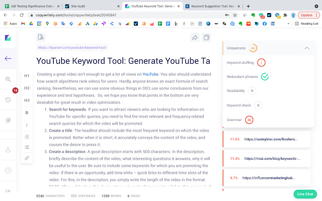 SEO Content Checker: Plagiarism & Readability chrome extension