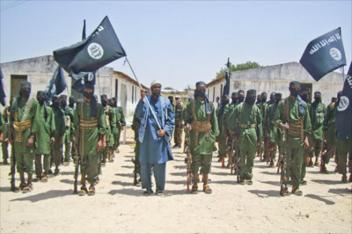 terror trainees: Al Shabaab militiamen during a training session in Mogadishu, Somalia.