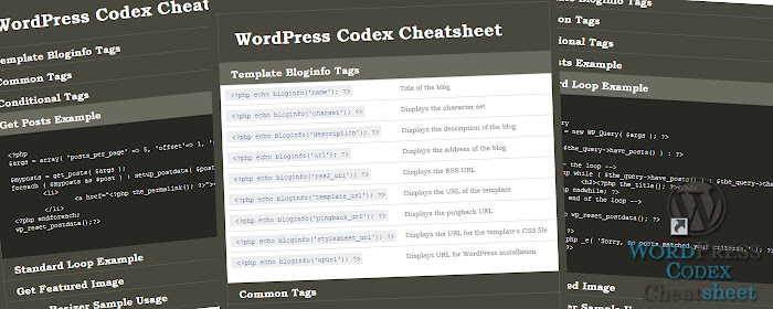 WordPress Codex Cheatsheet marquee promo image