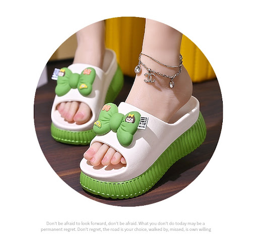 Title 8, Summer Ladies Bow Fairy Style Slippers, Thick B...