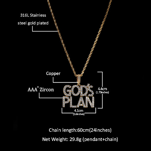 Title 6, Hip Hop Zircon Letter Pendant Necklace