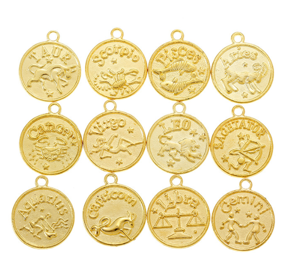 Conjunto de Pingentes Redondos de 12 Constelações