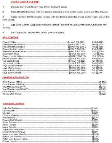 Parantha Factory menu 