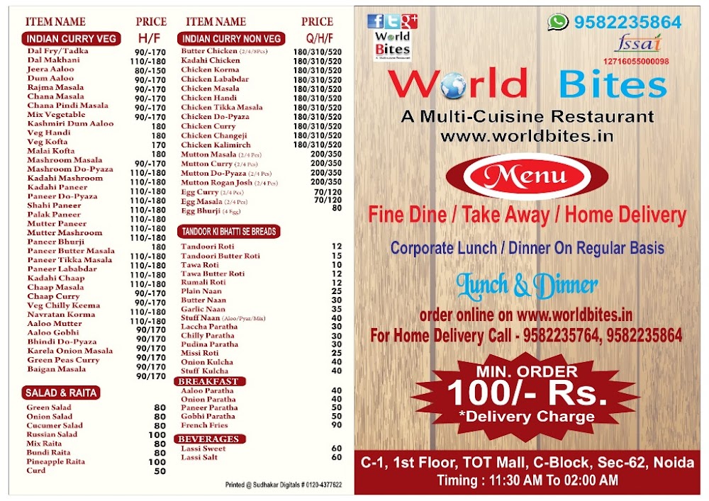 Menu Of World Bites Restaurant Sector 62 Noida Magicpin