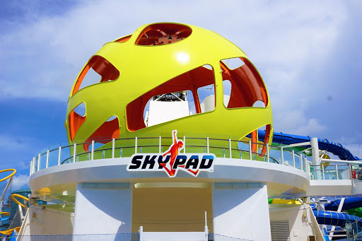 Mariner_Skypad.jpg - The Sky Pad, a technologically enhanced trampoline bungee, is open to cruisers 5 years and older and allows you to get some serious air-time as you compete in one of several virtual reality games.