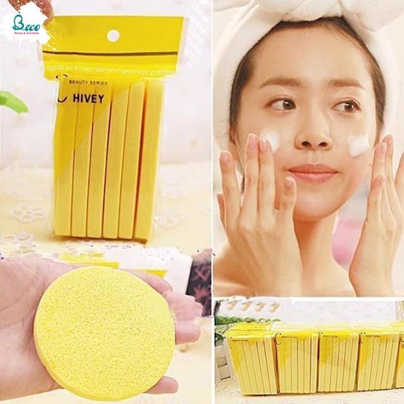 Bọt Biển - Bông Nở Rửa Mặt Chivey 12 Miếng / Miếng Mút Rửa Mặt Bọt Biển Dạng Nén ( Gói 12 Thanh)