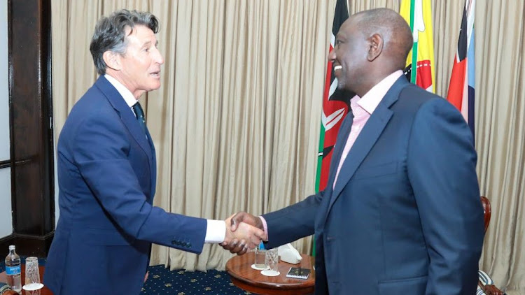 President William Ruto meets with the President of World Athletics Sebastian Coe at State House on December 5, 2023.