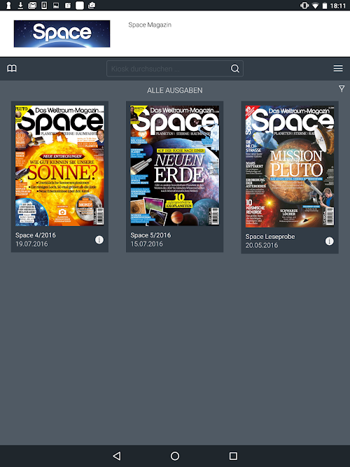 Android application Space - Das Weltraum-Magazin screenshort