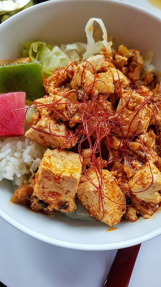 Marukin Ramen Updated Menu addition of vegan mapo tofu over rice