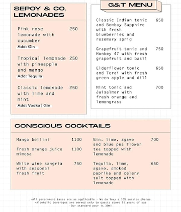 Dirty Good menu 