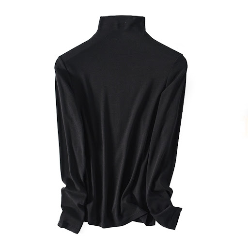 Title 5, Womens Wool Slim Round Neck Half High Neck Lon...