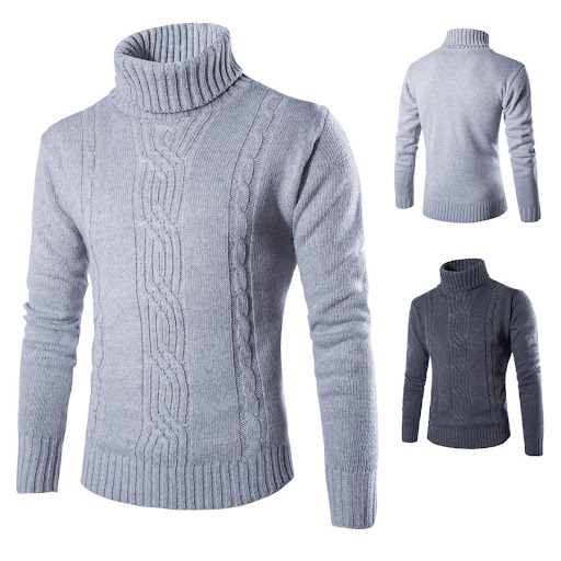 Title 2, Mens Turtleneck Lapel Pullover Sweater Korean ...