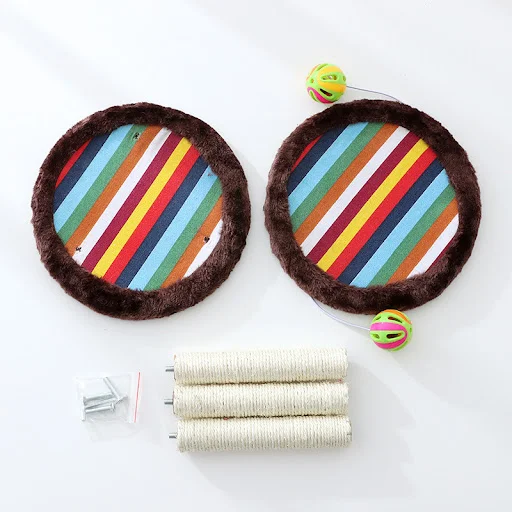 Cat Scratching Post Sisal Sword Rope Tree Scratching Post Comfortable Spacious Rainbow Ball Cat Climbing Frame Pet Suppl