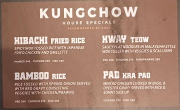 Chinese Chow menu 