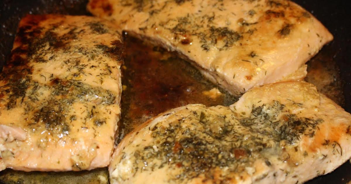 Salmon Steaks With Lemon Dijon & Dill Glaze | Just A Pinch Recipes