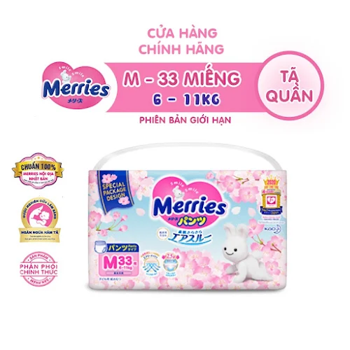 Quà tặng_Bỉm Merries Sakura quần M 33 - Chỉ giao Miền Nam