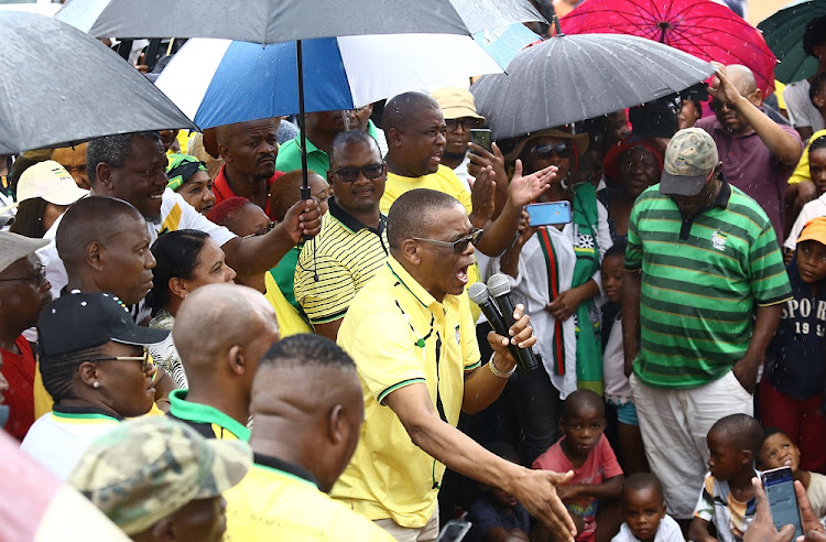 ANC secretary-general Ace Magashule speaks to residents in the Northern Cape.