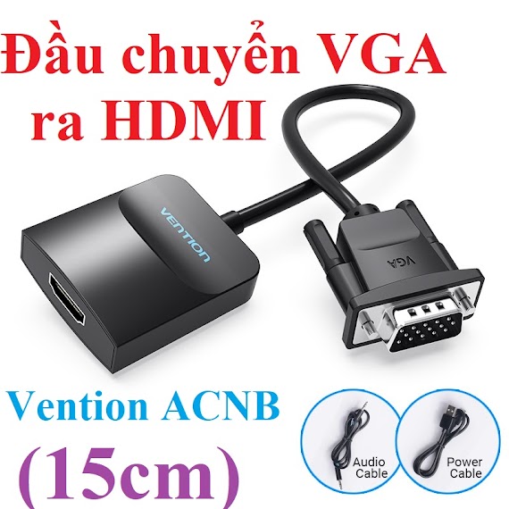 [ Vga Male Ra Hdmi Female ] Đầu Chuyển Đổi Tín Hiệu Vga Ra Hdmi Vention Acnb - Hàng Chính Hãng