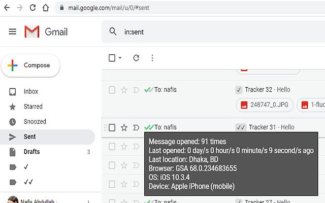 ASL Email Tracker chrome extension