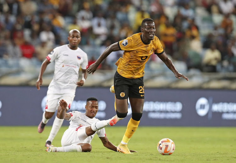 Caleb Bimenyimana of Kaizer Chiefs challenged by Trevor Mathiane of Chippa United.