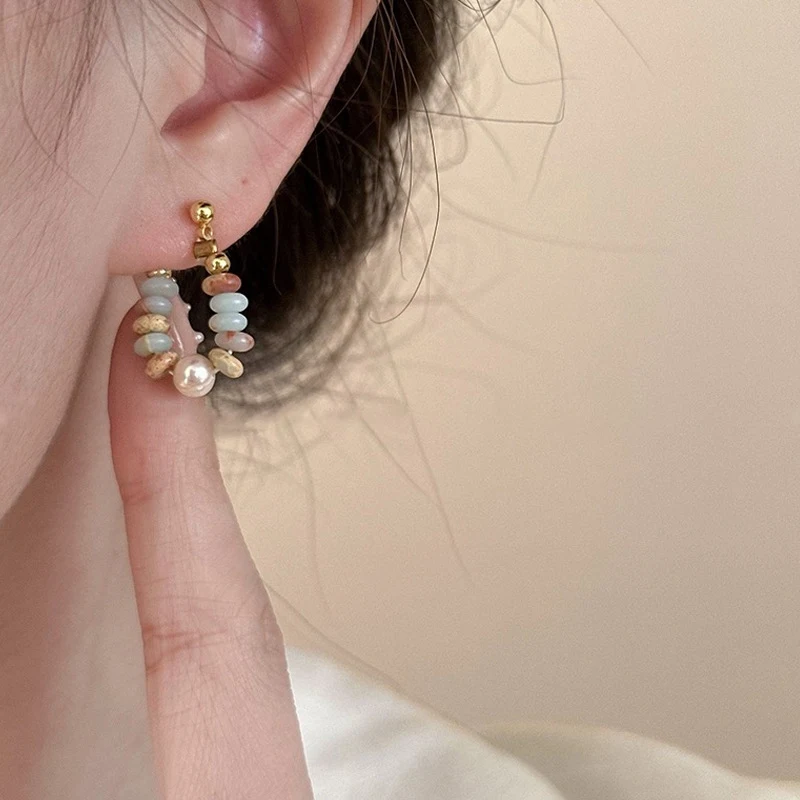 Title 1, Boucles doreilles perles de pierre Shoushan Co...
