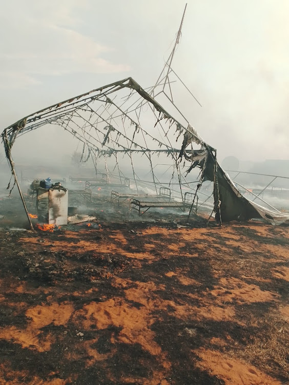 The veld fire that gutted a SANDF base in the Northern Cape. Picture: SUPPLIED