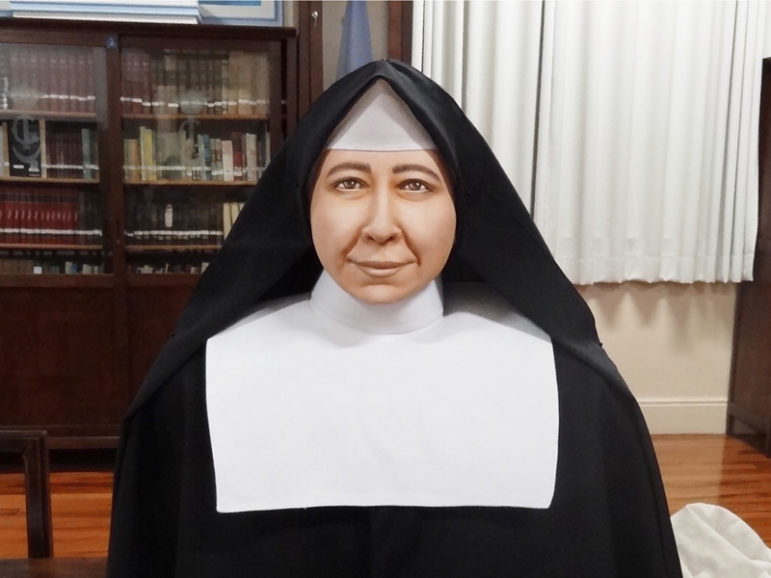 The real-life bust of St. Paulina produced by 3D printing by Brazilian scientists Cicero Moraes and Dr. Paulo Miamoto, painted by Mari Bueno. Photo courtesy of Foco News Agency