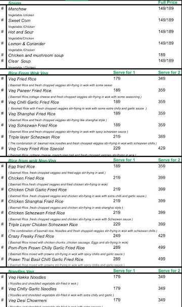 Crazy Bong Cafe menu 